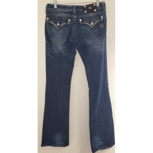 Miss Me Women's Boot Cut Jeans Blue Pockets Embroidered Low Rise Denim 28 - Picture 2 of 9